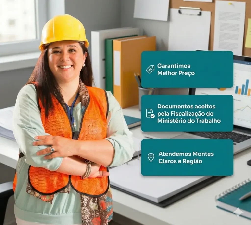 Técnica de segurança do trabalho sorrindo no escritório